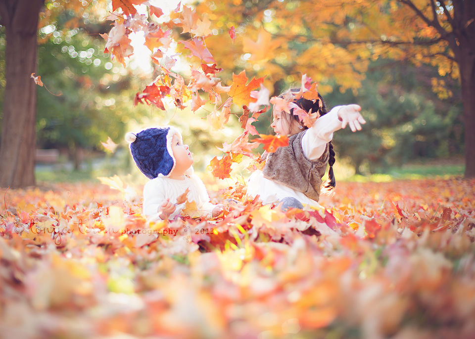 baby playing in fall leaves | Rockville, MD | Tonya Teran Photography