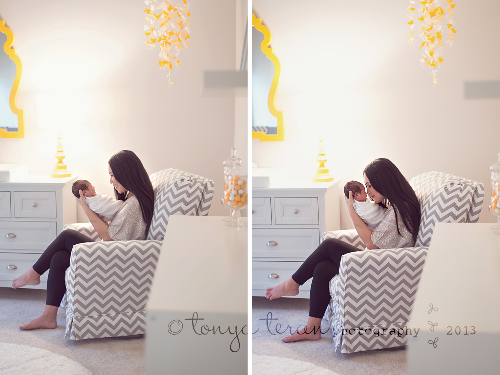gray and yellow nursery | Rockville, MD newborn lifestyle photographer Tonya Teran Photography
